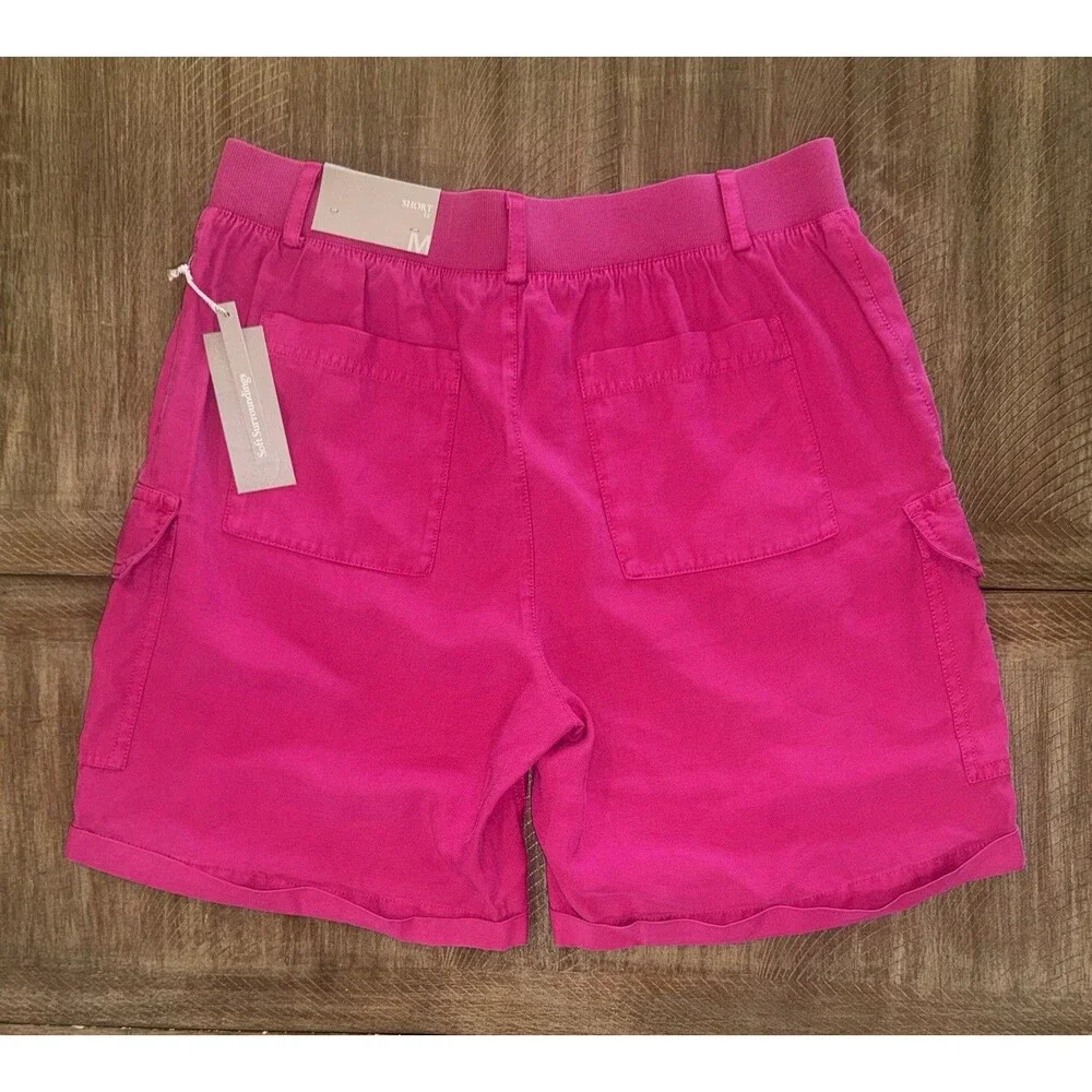 NWT Soft Surroundings 7.5” Pali Shorts Cargo Pockets Pink Womens Size Medium NEW